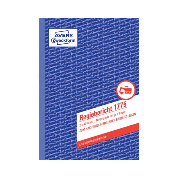 4004182017753 - AVERY Zweckform Regiebericht 1775 DIN A5 Perforiert N A 40 Blatt