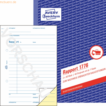 4004182017760 - Rapportbuch 1776 A5 selbstdurchschreibend 4004182017760 Zweckform 1776