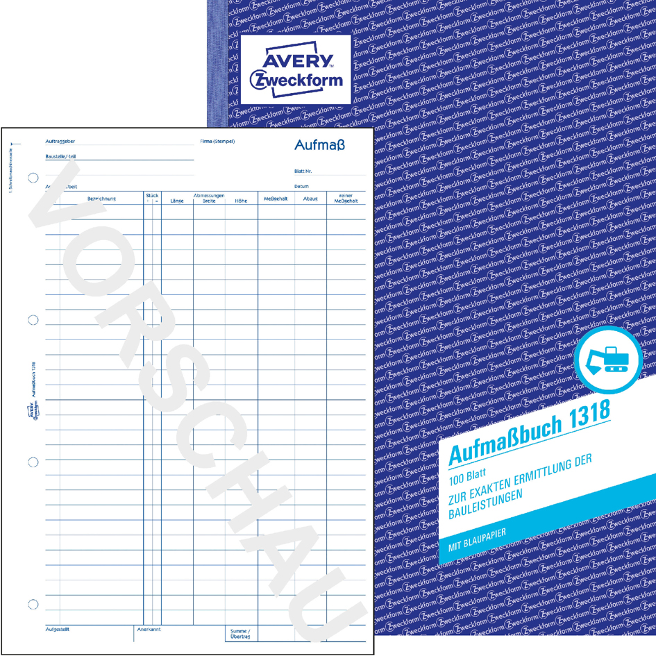 4004182017814 - AVERY Zweckform Aufmaßbuch 1781 DIN A4 Perforiert N A 50 Blatt