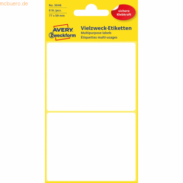 4004182030462 - Etik 77x59mm Vielzweck ws3046 - Avery Zweckform 4004182030462 - Etik 77x59mm Vielzweck ws3046 - Avery Zweckform
