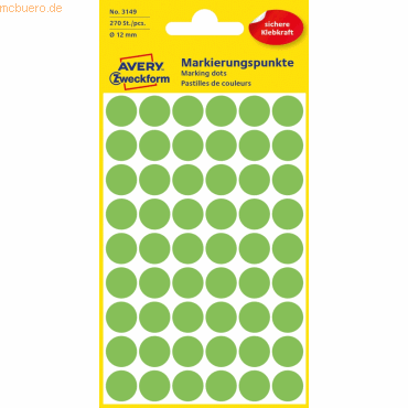 4004182031490 - Markierungspunkte 3149 leuchtgrün Ø 12mm 4004182031490 Zweckform 3149 270 Stück