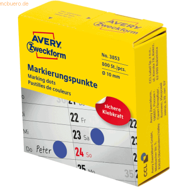 4004182038536 - AVERY Zweckform Klebepunkte Markierungspunkte blau Ø10mm Ø 100 mm Blau