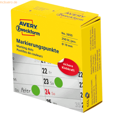 4004182038550 - AVERY Zweckform Klebepunkte Markierungspunkte grün Ø 19mm Ø 190 mm Grün