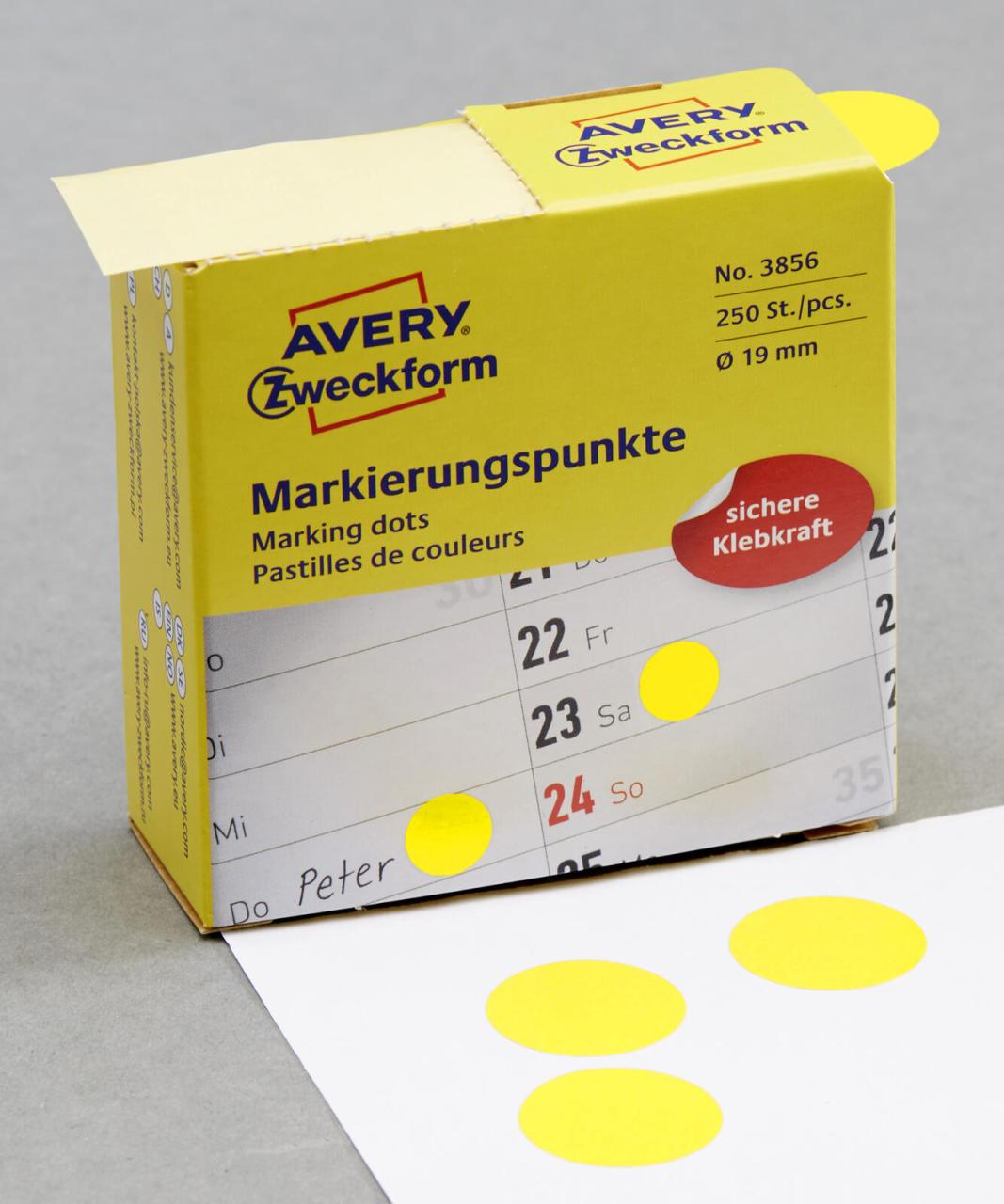 4004182038567 - AVERY Zweckform Klebepunkte Markierungspunkte gelb Ø 19mm Ø 190 mm Gelb