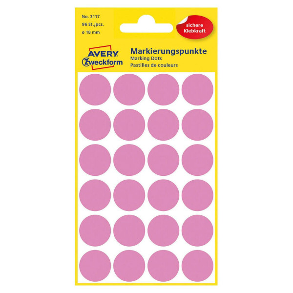 4004182040294 - AVERY Zweckform Klebepunkte Markierungspunkte rosa Ø 18mm Ø 180 mm Rosa