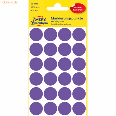 4004182040300 - AVERY Zweckform Klebepunkte 3118 violett Ø 180 mm - 96 Stück