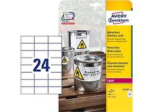 4004182049778 - L4718-20 Folien-Etiketten 70 x 37 mm Polyester-Folie Weiß 480 St Permanent haftend Farblaserdrucker Laserdrucker Farbkopierer Kopierer