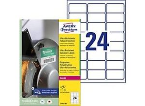 4004182049990 - AVERY Zweckform Ultra-Resistent Etiketten L7912-40 Selbsthaftend DIN A4 Weiß 635 x 339 mm 40 Blatt à 24 Etiketten