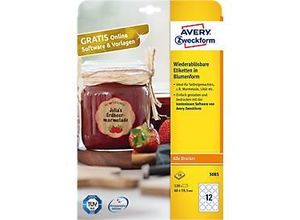 4004182050859 - AVERY® Zweckform Klebeetiketten blanko 60 x 595 mm 120 Stück Blumenform für alle Drucker