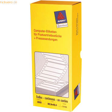 4004182051030 - Computeretiketten 5103 889 x 484 mm weiß 1 bahnig 4004182051030 Zweckform 5103 3000 Stück