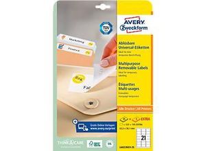 4004182060230 - AVERY Zweckform L6023REV-25 Wiederablösbare Universal-Etiketten DIN A4 Weiß 635 x 381 mm 30 Blatt à 21 Etiketten