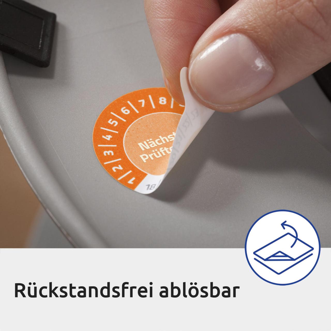 4004182068472 - Prüfplakette L7804-10 wiederablösbar extrem robust geeignet für Laserdrucker Ø 30 mm 240 Stück 10 A4-Bogen Folie weiß