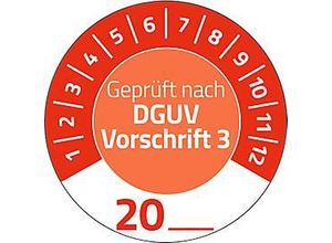 4004182079072 - 7907 Prüfplaketten „DGUV Vorschrift 3“ 20__zum Selbereintragen extrem robust Ø 30 mm 80 Stück 10 Bogen Vinylfolie rot