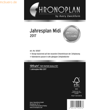 4004182088470 - Kalendereinlage 50507 Kalendarium 1 Jahr   2 Seiten  4004182088470 Chronoplan