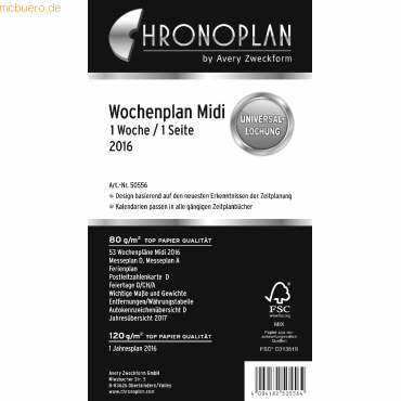 4004182088555 - Wochenplan Midi 1 Woche 1 Seite Kalendarium 2016 weiß 4004182088555 - Wochenplan Midi 1 Woche 1 Seite Kalendarium 2016 weiß