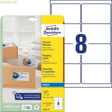 4004182235287 - J8165-25 Versand Etiketten 991 x 677 mm weiß INTERNETMARKE 4004182235287 Zweckform J8165-25 25 Blatt