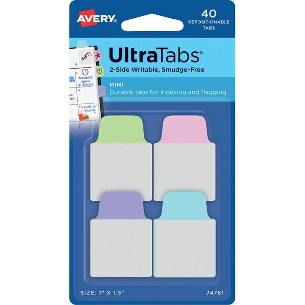 4004182335154 - 0 AVERY Zweckform Haftmarker Haftstr UltraTabs Past 40St pastell blau pastell pink pastell lila pastell grün