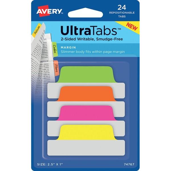 4004182335178 - AVERY Zweckform Haftmarker Haftstr UltraTabs Neon 24St neongrün neonpink neonorange neongelb