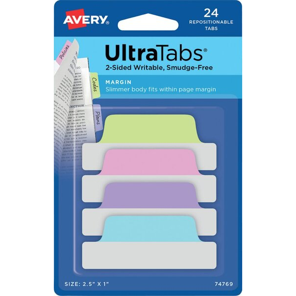 4004182335192 - AVERY Zweckform Haftmarker Haftstr UltraTabs Past 24St pastell blau pastell pink pastell lila pastell grün