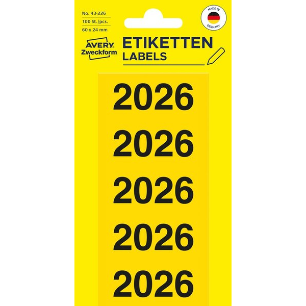 4004182432273 - Jahreszahlen 43-226 gelb 60x24mm  4004182432273 AVERY Zweckform