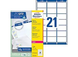 4004182471609 - Adressetiketten L7160-100 mit ultragrip geeignet für Laserdrucker 635 x 381 mm 2100 Stück 100 A4-Bogen 100 % FSC®-Papier weiß