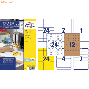 4004182493007 - AVERY Zweckform Mehrzwecketiketten 49300 Selbsthaftend DIN A4 Gelb Naturbraun Weiß 15 Blatt