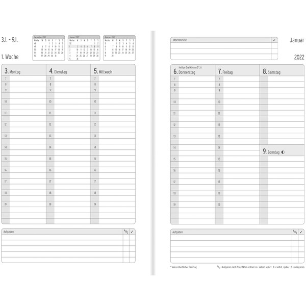 4004182504826 - Buchkalender 50485 Chronobook ozeanblau 1 Woche   2 Seiten 135x21cm (A5) 2025 4004182504826 Chronoplan