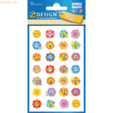 4004182531372 - 10 x Kids Belohnungs- & Motivations-Sticker Blumen bunt 56 St