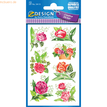 4004182541159 - 10 x Sticker 76x120mm Papier 3 Bogen Motiv Rosen