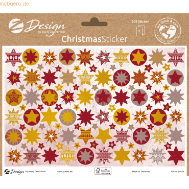 4004182546161 - AVERY Zweckform ZDesign Trend Sticker WEIHNACHTEN Motiv Sterne Blattformat DIN A5 trendige Aufkleber - 1 Stück (54616)