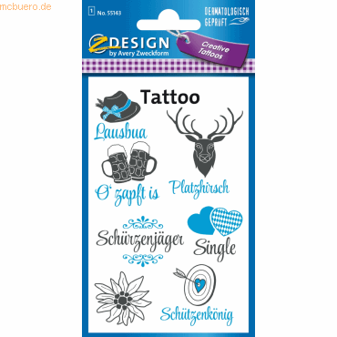 4004182551431 - 10 x Creativ Tattoos Männersprüche 7 Motive grau blau 7 Stück