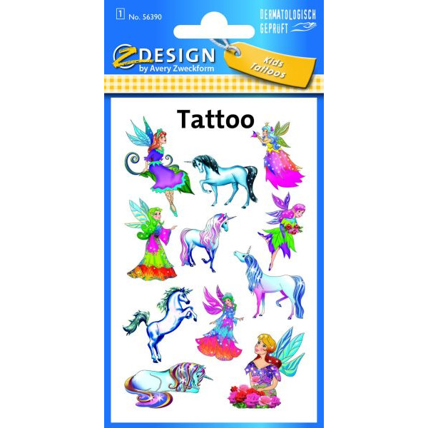 4004182563908 - AVERY Zweckform Klebetattoo Sticker Tattoos Elfen Elfen Einhörner