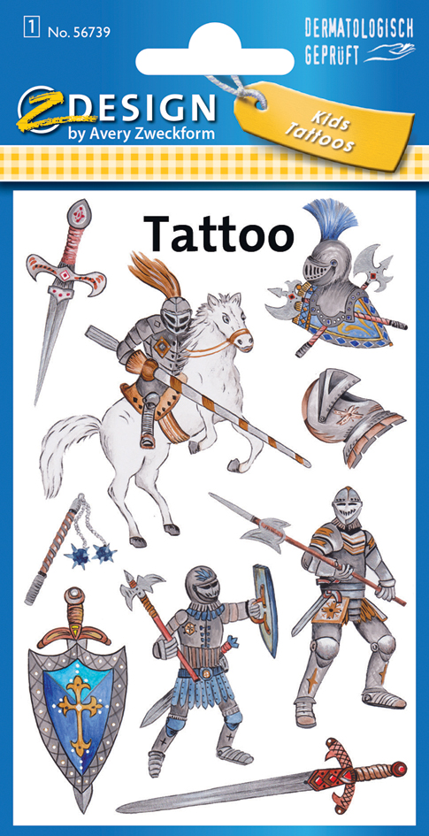 4004182567395 - 10 x Kids Tattoos Ritter 9 Motive bunt 1 Bogen