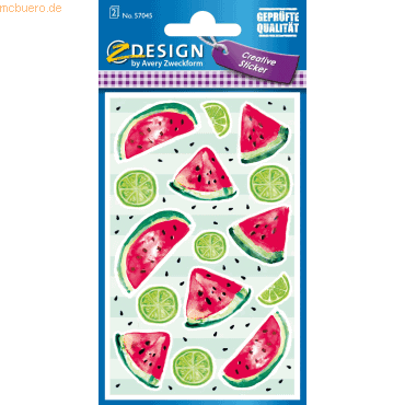 4004182570456 - 10 x Creative Papier-Sticker Melone Lemon 30 Stück pink grün 