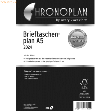 4004182650554 - Brieftaschenplaner A5 102g qm Kalendarium 2024