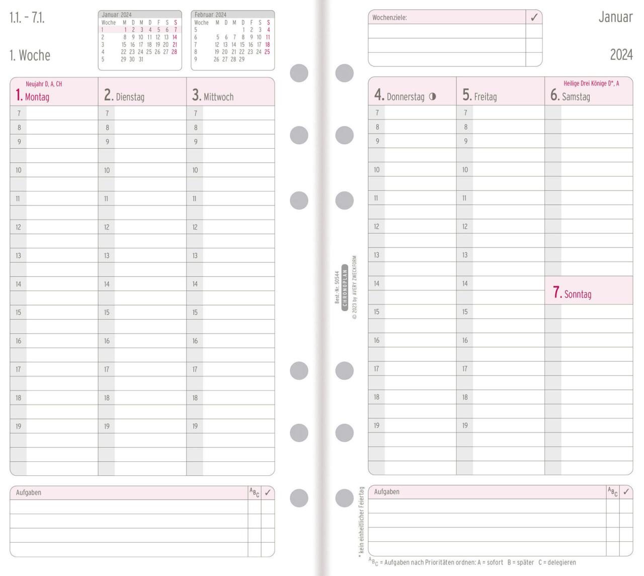 4004182650646 - Kalendereinlage 2024 Wochenplan Midi (96 x 172 cm)