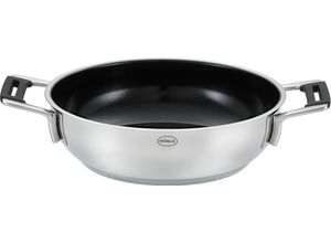 4004293919557 - Servierpfanne RÖSLE SILENCE PRO CeraPlus Pfannen Gr Ø 24 cm + Höhe 135 cm silberfarben (silberfarben schwarz) Servierpfannen natürliche Quarzversiegelung ohne PTFEPFAS Induktion