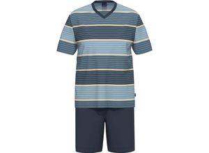 4004331735378 - AMMANN Schlafanzug kurz Baumwolle 2-teilig für Herren blau 54