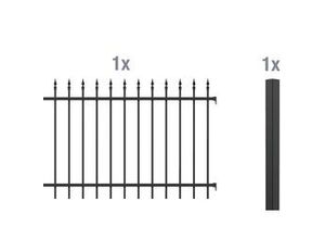 4004338510343 - Alberts Komplettset Zaun Chaussee 2 m 100 cm hoch matt schwarz zE