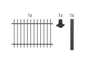 4004338510381 - Alberts Komplettset Zaun Chaussee 2 m 100 cm matt schwarz zA