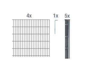 4004338644451 - Alberts Doppelstabmatten-Grundset 10 m 250 x 143 cm 6 5 6 anthrazit