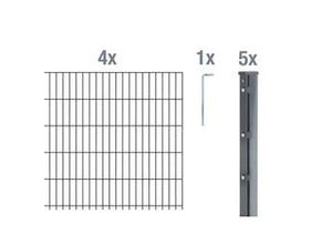 4004338644482 - Alberts Doppelstabmatten-Grundset 10 m 250 x 163 cm 6 5 6 anthrazit