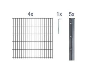 4004338644529 - Alberts Doppelstabmatten-Grundset 10 m 250 x 203 cm 6 5 6 anthrazit