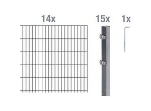 4004338650483 - Alberts Doppelstabmatten-Grundset 28 m 200 x 80 cm 6 5 6 anthrazit