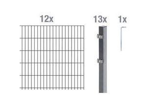 4004338650858 - Alberts Doppelstabmatten-Grundset 24 m 200 x 120 cm 6 5 6 anthrazit