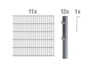 4004338652999 - Alberts Doppelstabmatten-Grundset 22 m 200 x 140 cm 6 5 6 anthrazit