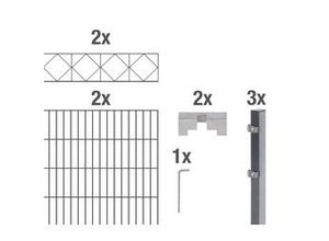 4004338667528 - Alberts Doppelstabmatten-Grundset Bergen 200 x 100 cm 4 m anthrazit