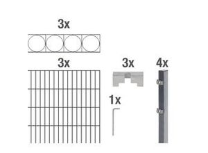 4004338667641 - Alberts Doppelstabmatten-Grundset Oslo 200 x 100 cm 6 m anthrazit