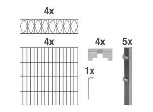 4004338667764 - Alberts Doppelstabmatten-Grundset Eleganz 200 x 140 cm 8 m anthrazit