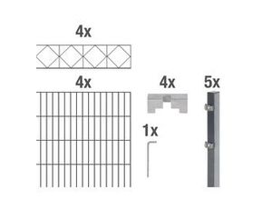 4004338667962 - Alberts Doppelstabmatten-Grundset Bergen 200 x 140 cm 8 m anthrazit